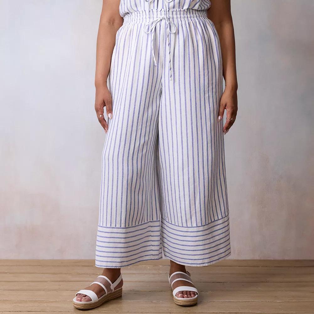 Plus Size LC Lauren Conrad Striped Pull-On Soft Pants, Women's, Size: 0X, Blue Jodi Stripe Product Image