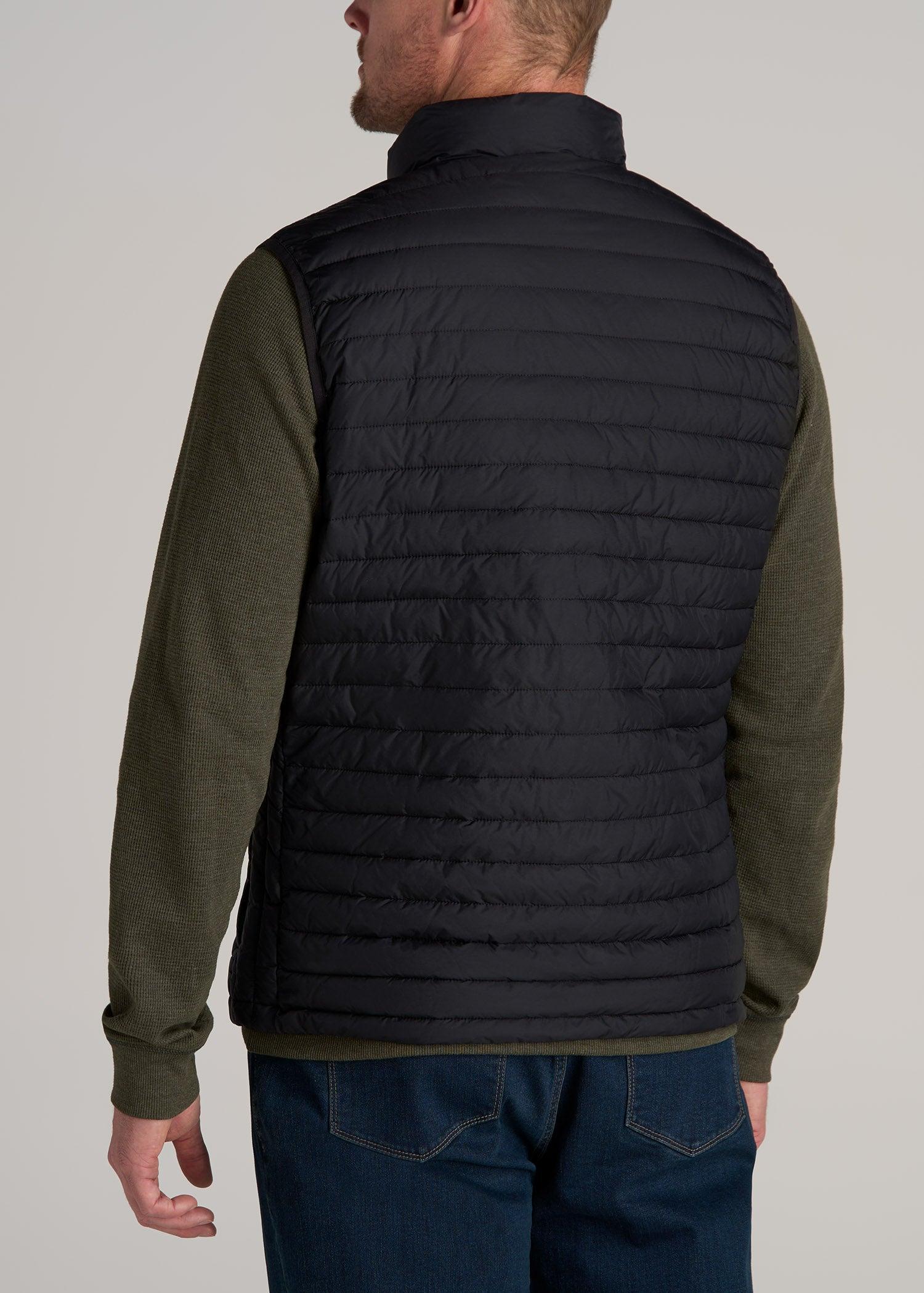 Tall Men's Packable Puffer Vest in Black Product Image