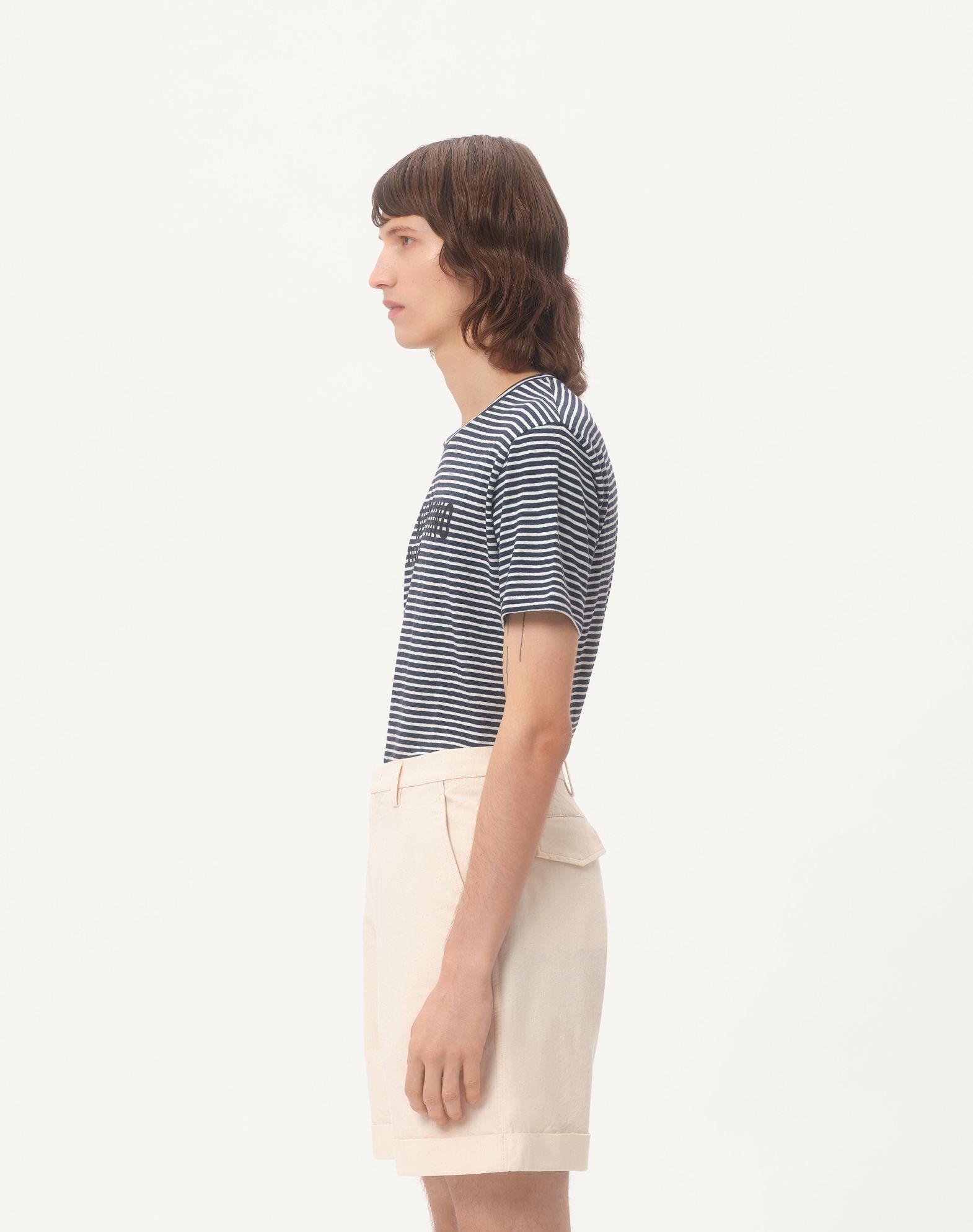 Striped Cotton T-Shirt With Chez Valentino Print Product Image