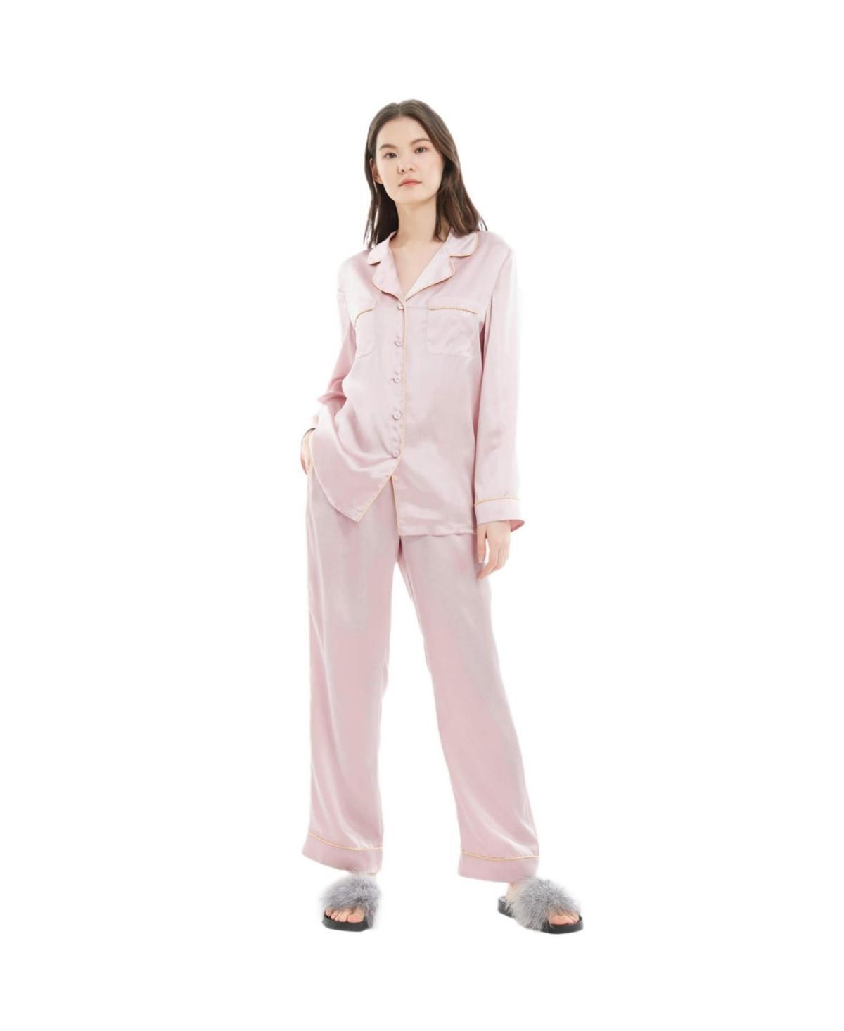 Lilysilk Womens 22MM Gold Piping Silk Pajamas Set Product Image