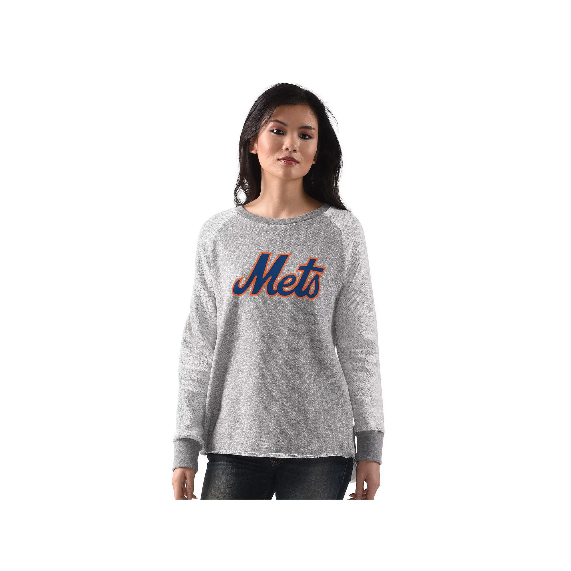 Women's G-III 4Her by Carl Banks  Heather Gray Houston Astros Gridiron Raglan Pullover Sweatshirt, Size: XL, Grey Product Image