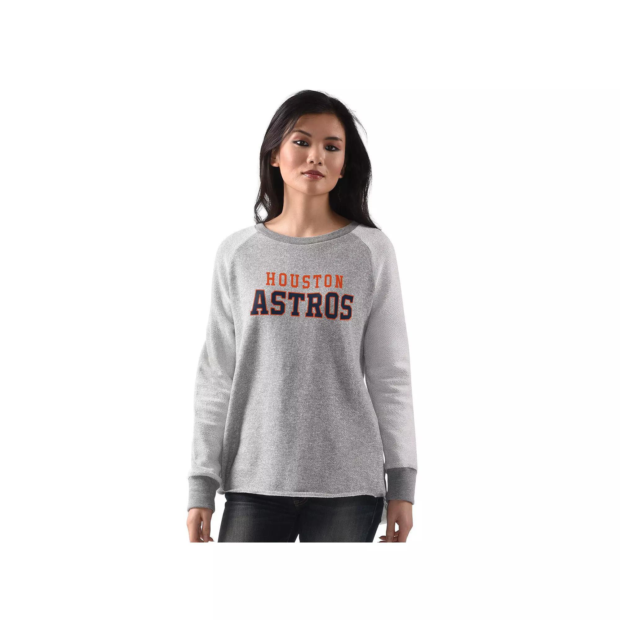 Women's G-III 4Her by Carl Banks  Heather Gray New York Mets Gridiron Raglan Pullover Sweatshirt, Size: Small, Grey Product Image
