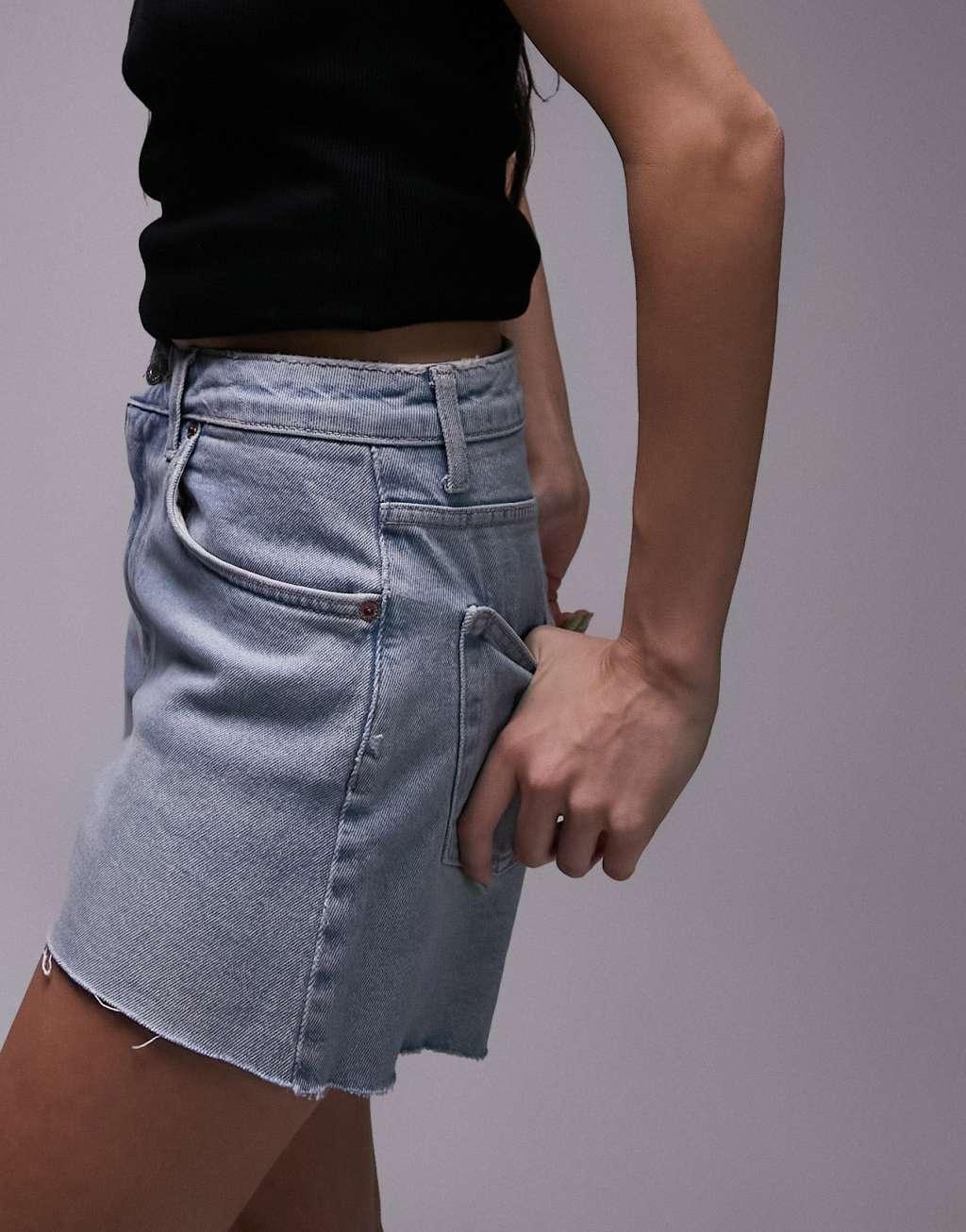 Topshop denim comfort stretch shorts in bleach Product Image
