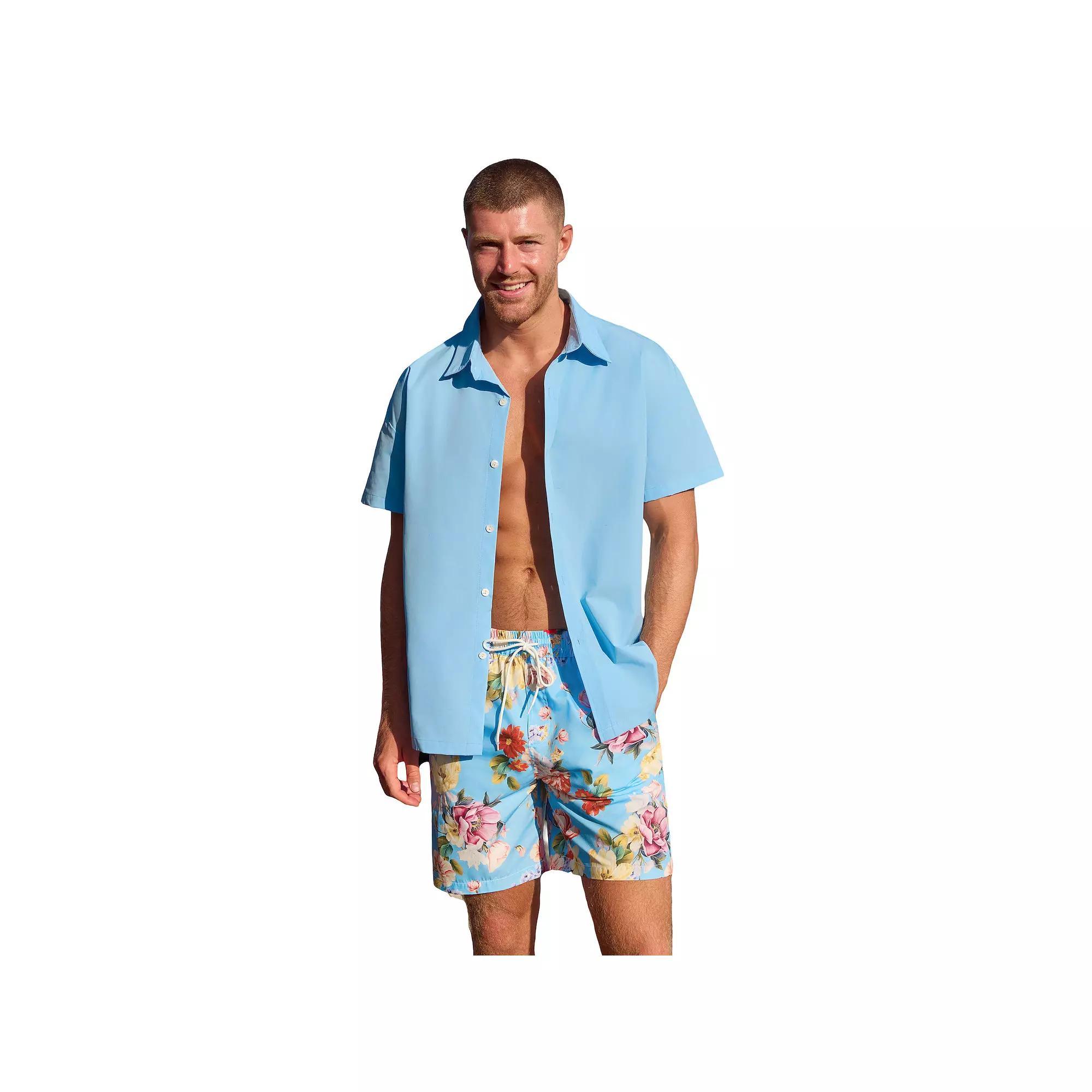 Men's Cupshe Blue Button Up Shirt, Size: Large Product Image
