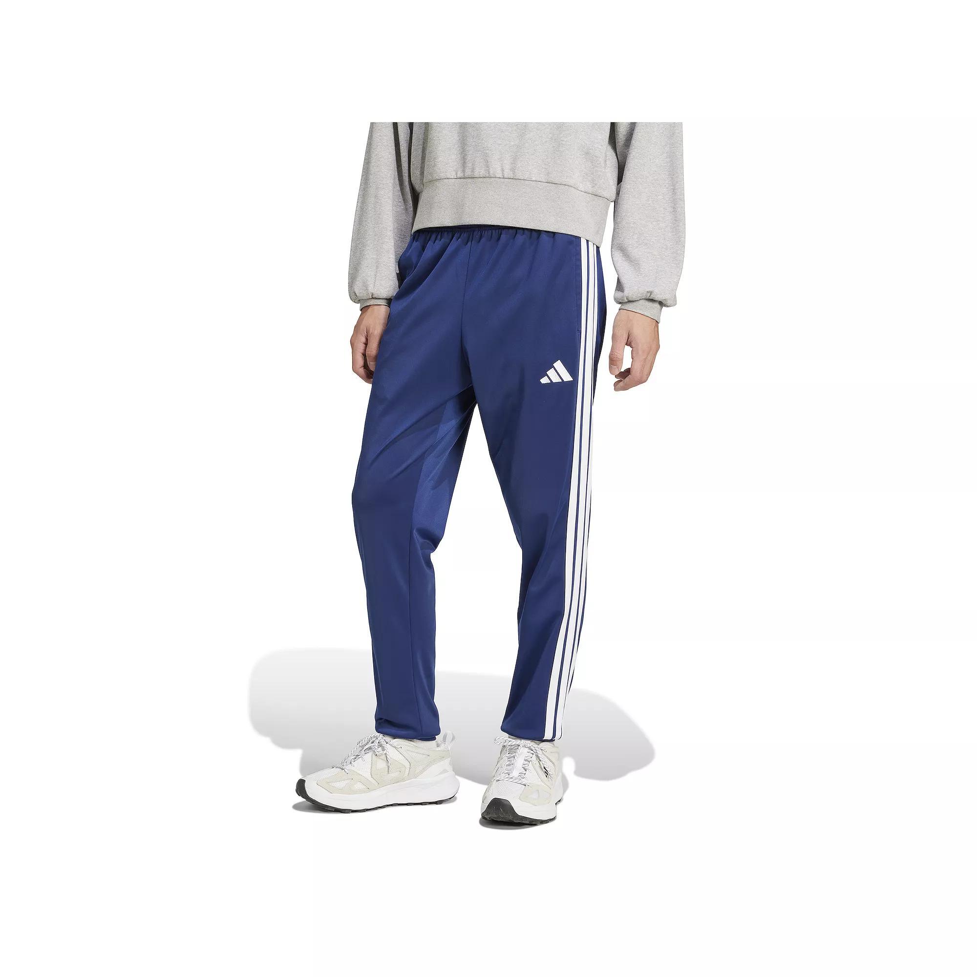 Men's adidas 3-Stripes Tricot Tapered Track Pants, Size: Large, Dark Blue Product Image