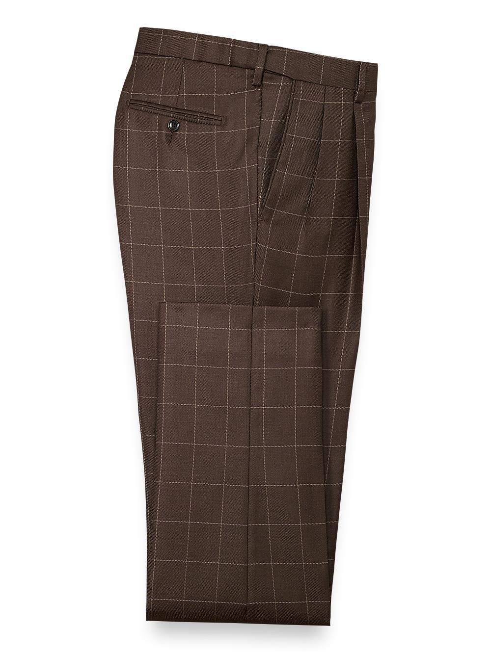 Tailored Fit Essential Wool Pleated Pants - Navy Product Image