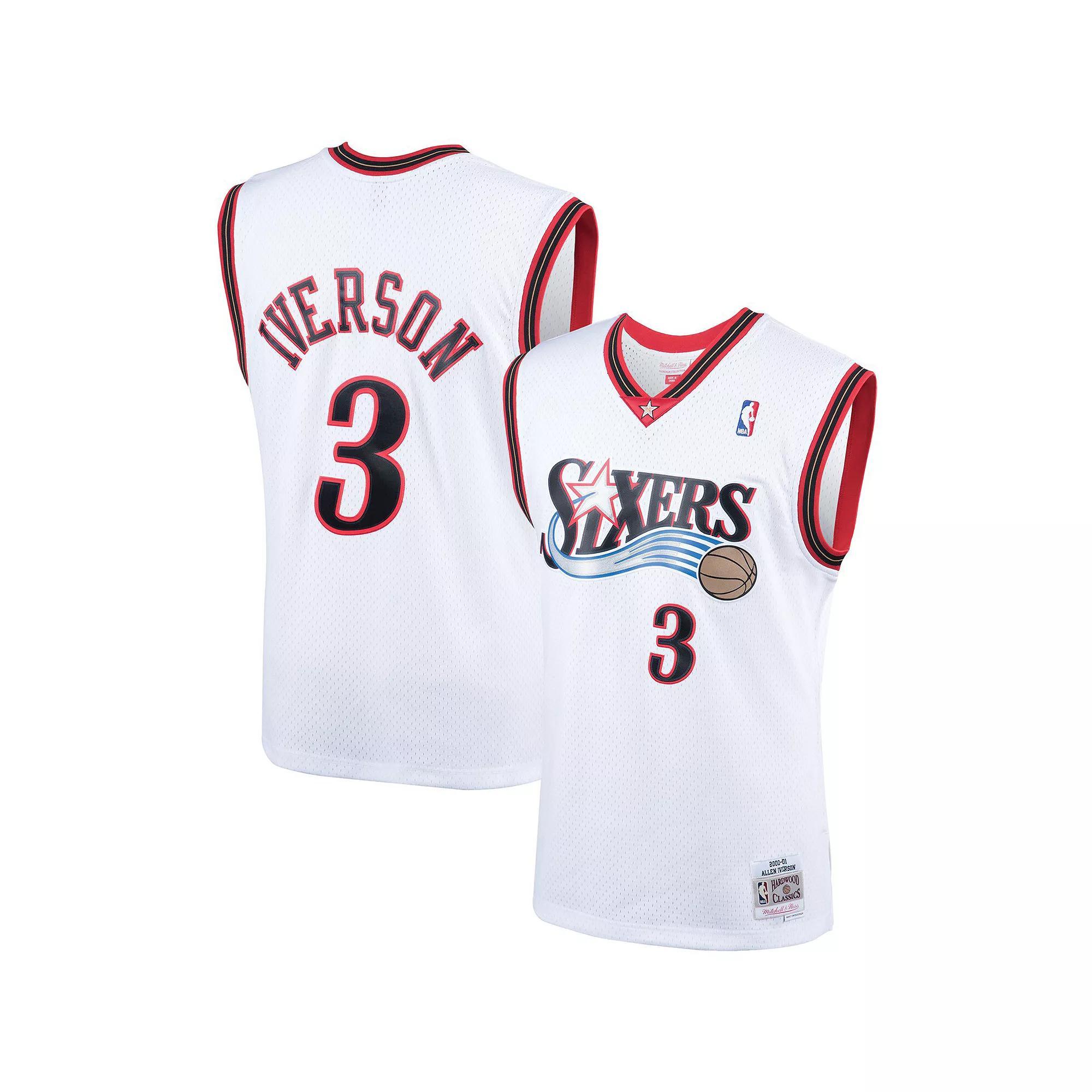 Mens Mitchell & Ness Allen Iverson White Philadelphia 76ers Hardwood Classics Swingman Jersey Product Image