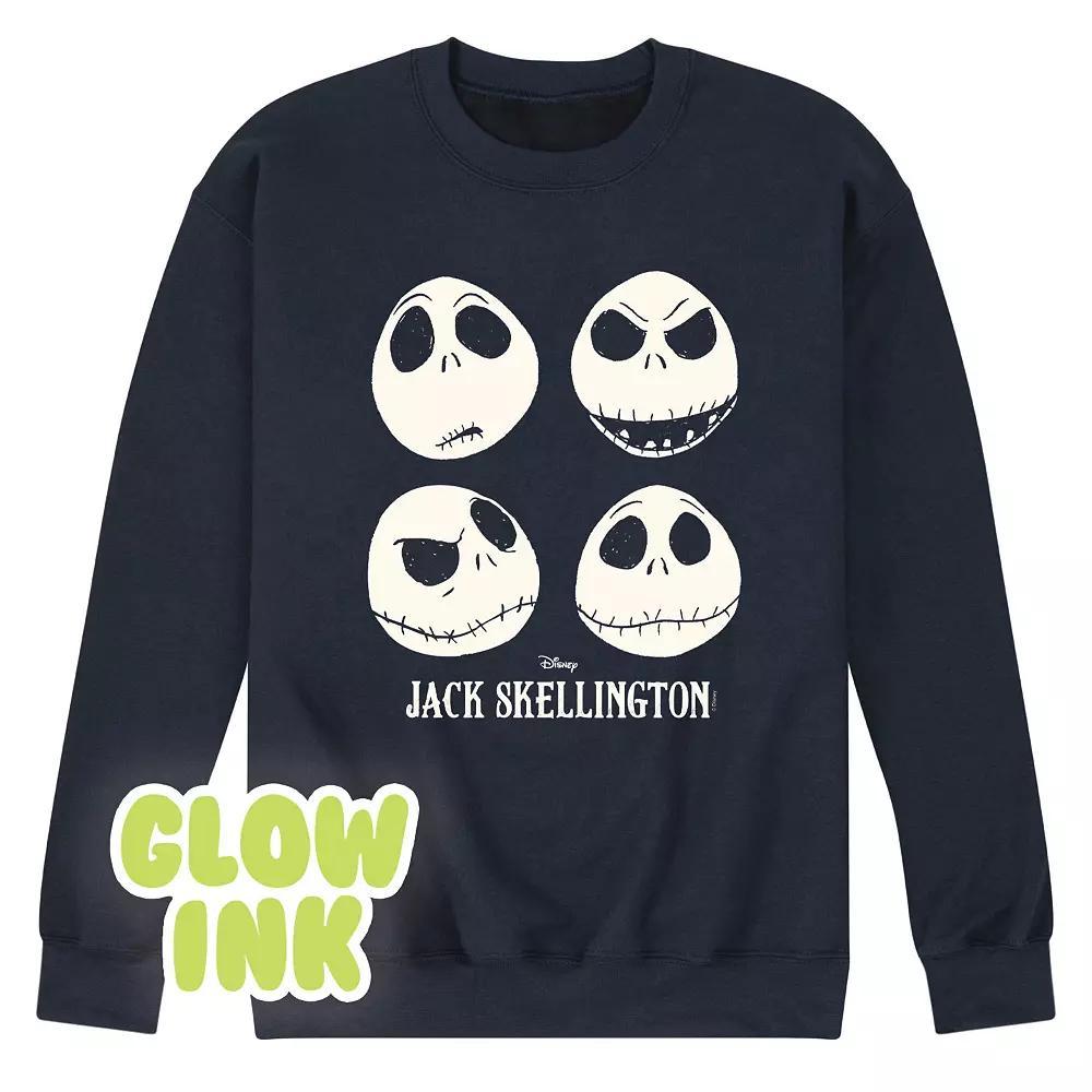 Disneys Nightmare Before Christmas Jack Skellington Mens Glow Fleece Sweatshirt Blue Product Image