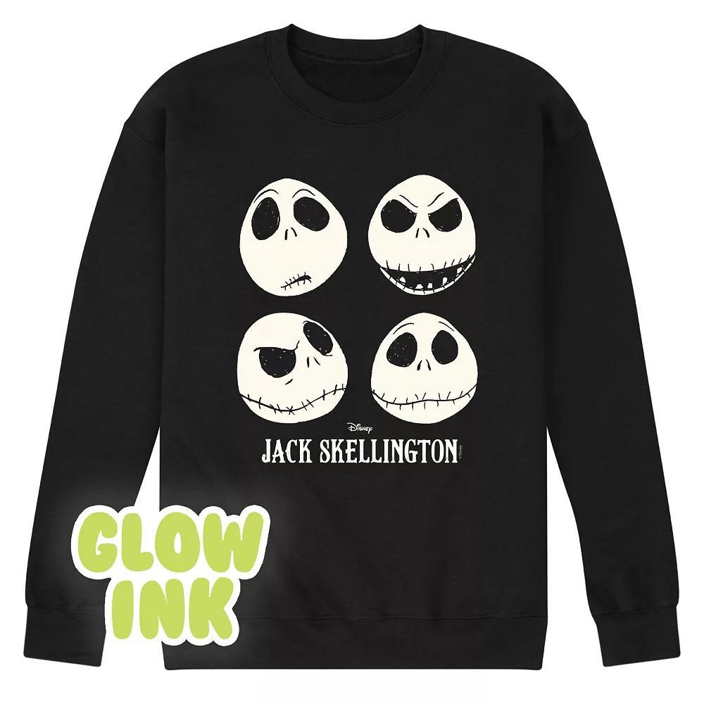 Disneys Nightmare Before Christmas Jack Skellington Mens Glow Fleece Sweatshirt Blue Product Image