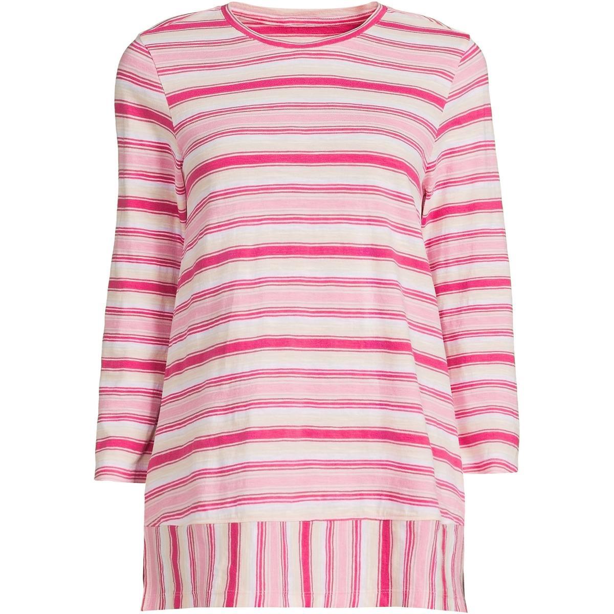Women's Lands' End Slub Jersey Swing Tunic, Size: XS, White Black Stripe Product Image