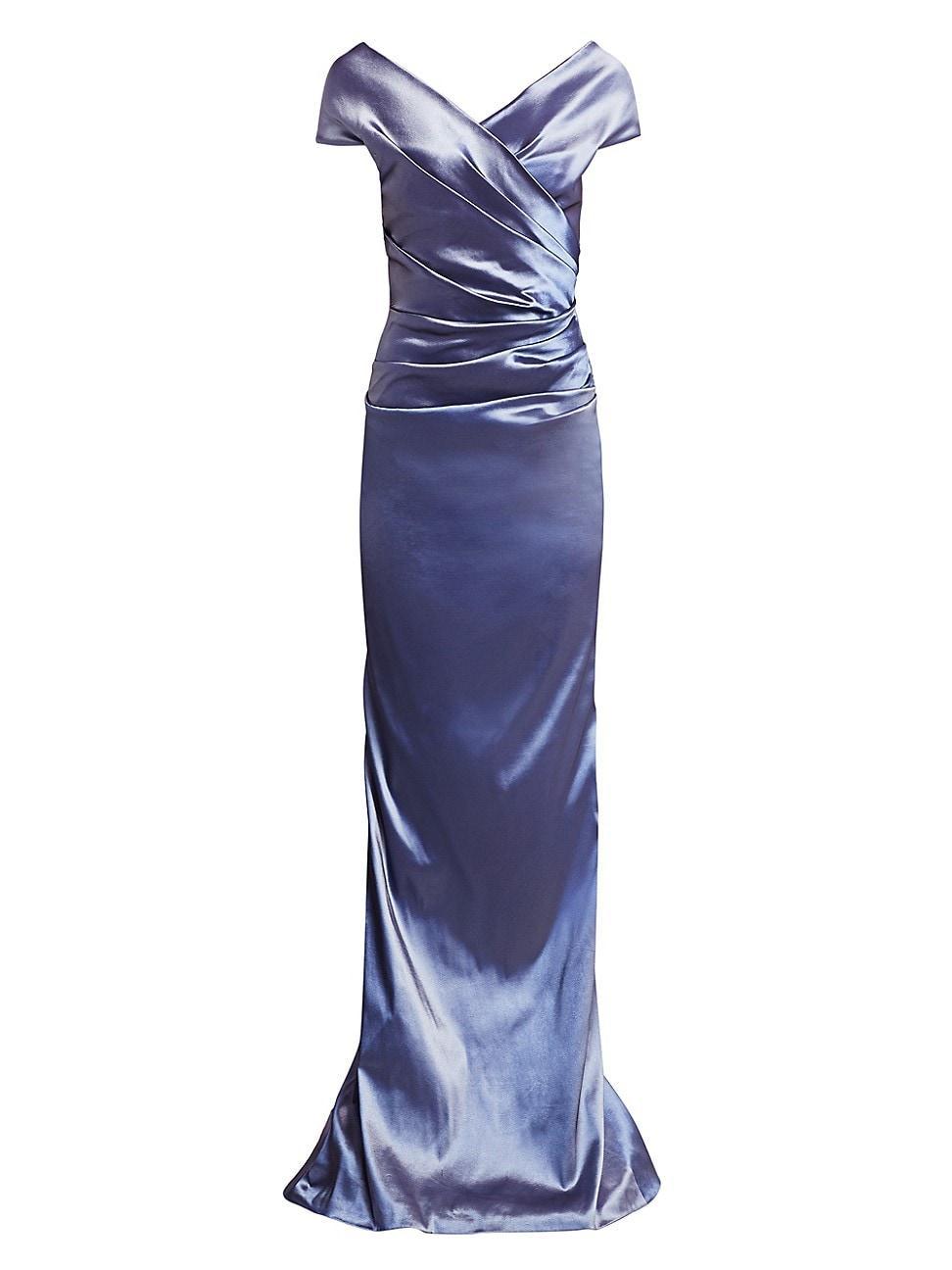 Off-Shoulder Ruched Taffeta Gown Product Image