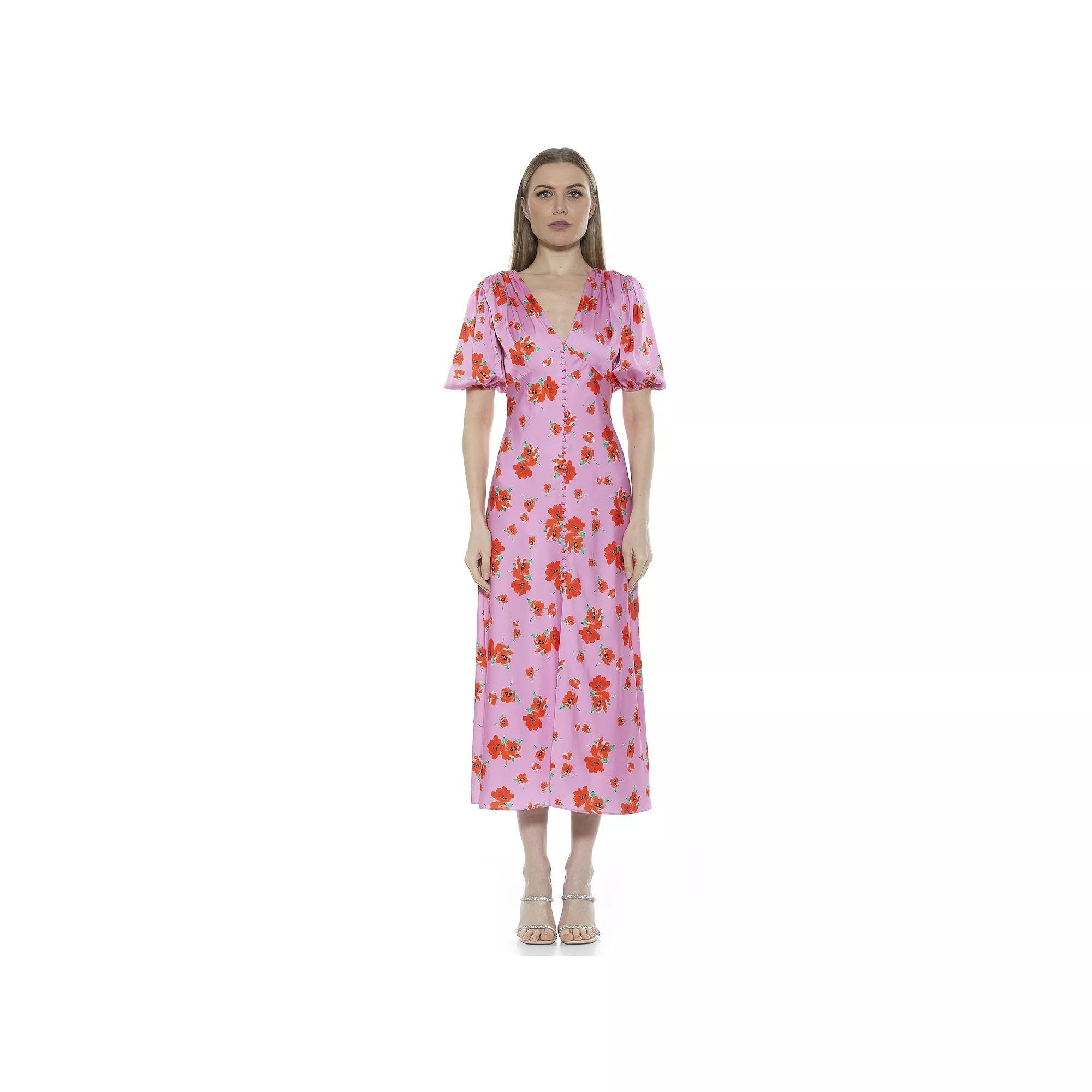 Women's ALEXIA ADMOR Lorelei Bubble Sleeve Midi Dress, Size: 8, Halogen Blue Product Image