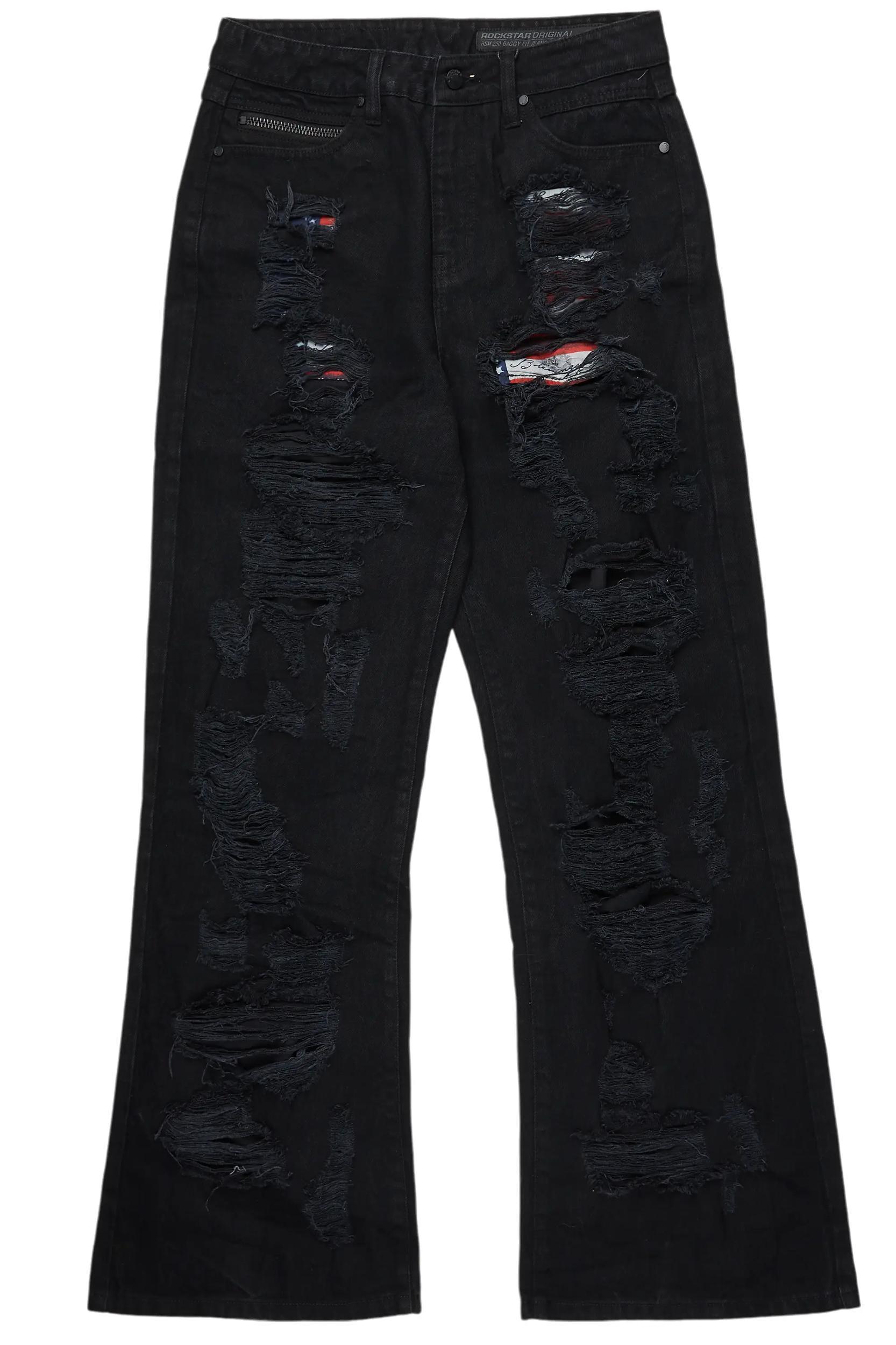 Mical Black Baggy Fit Jean Male Product Image