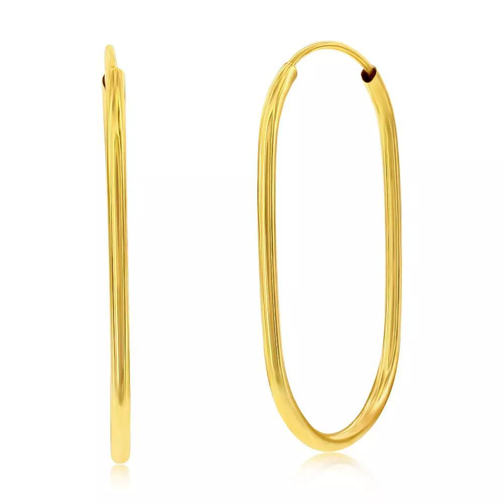 Divine Gold 14k Gold Oval Hoop Earrings, Women's Product Image