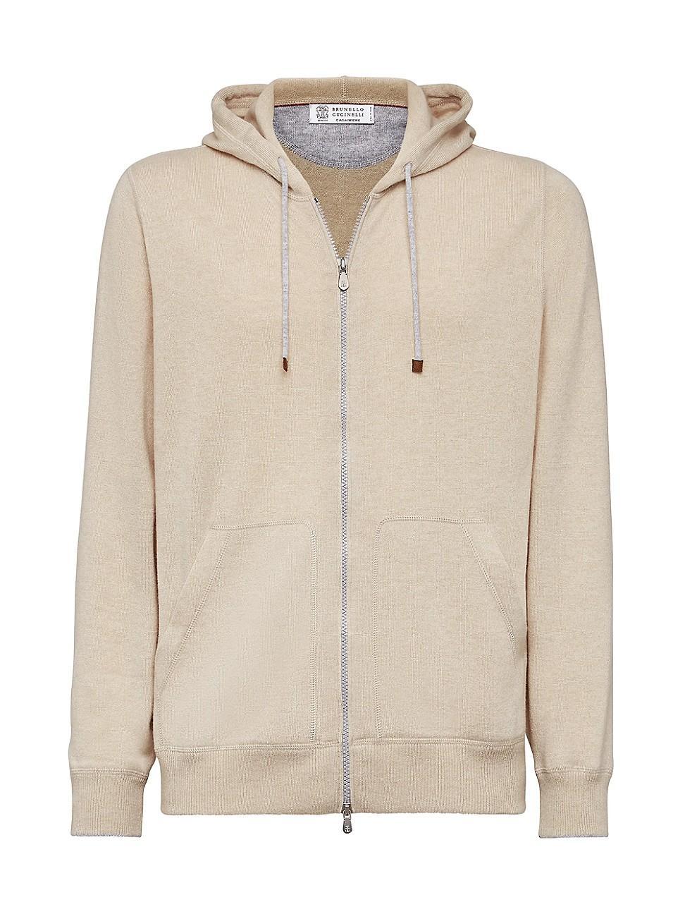 Mens Cashmere Sweatshirt Style Cardigan with Hood Product Image