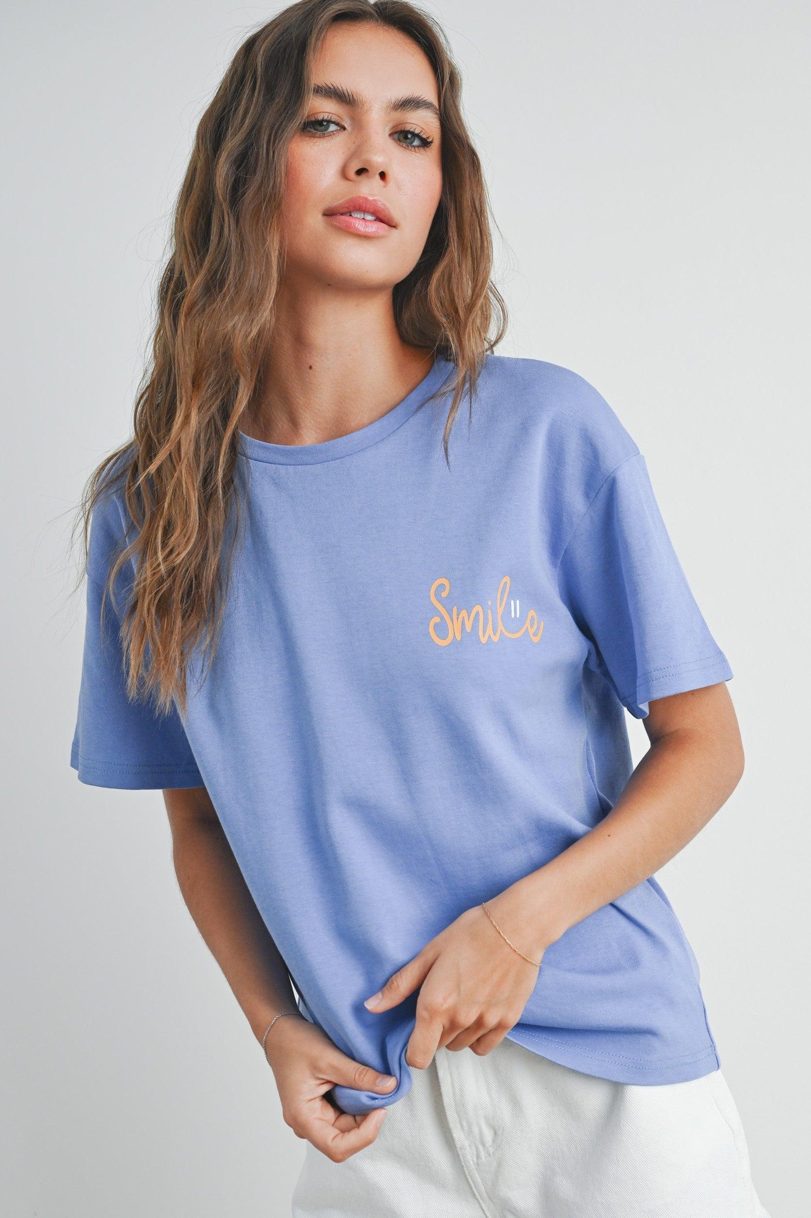 Smile Print T-shirt Product Image