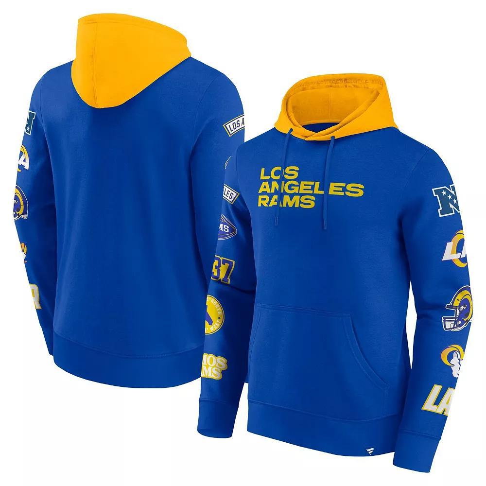 Men's Fanatics  Royal/Gold Los Angeles Rams Patched Out Pullover Hoodie, Size: Large, Blue Product Image