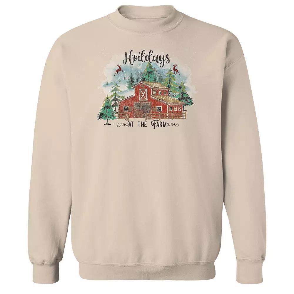 Men's Hoildays at the Farm Fleece Sweatshirt, Women's, Size: XL, Brown Product Image