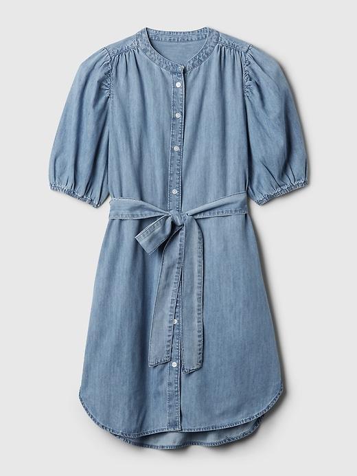 Puff-Sleeve Denim Mini Dress Product Image