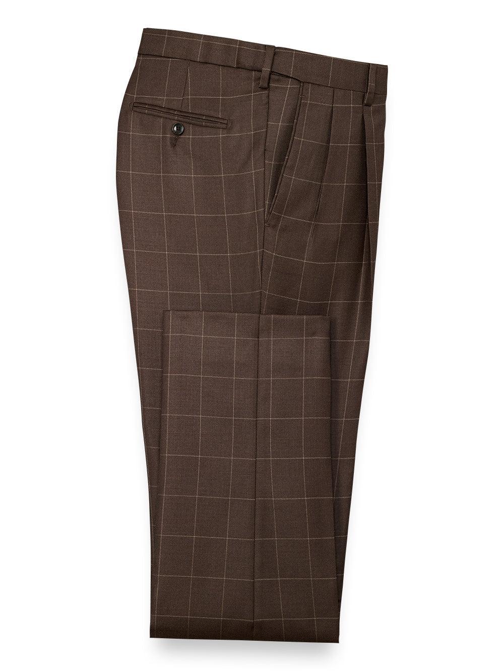 Tailored Fit Essential Wool Pleated Pants - Navy Product Image