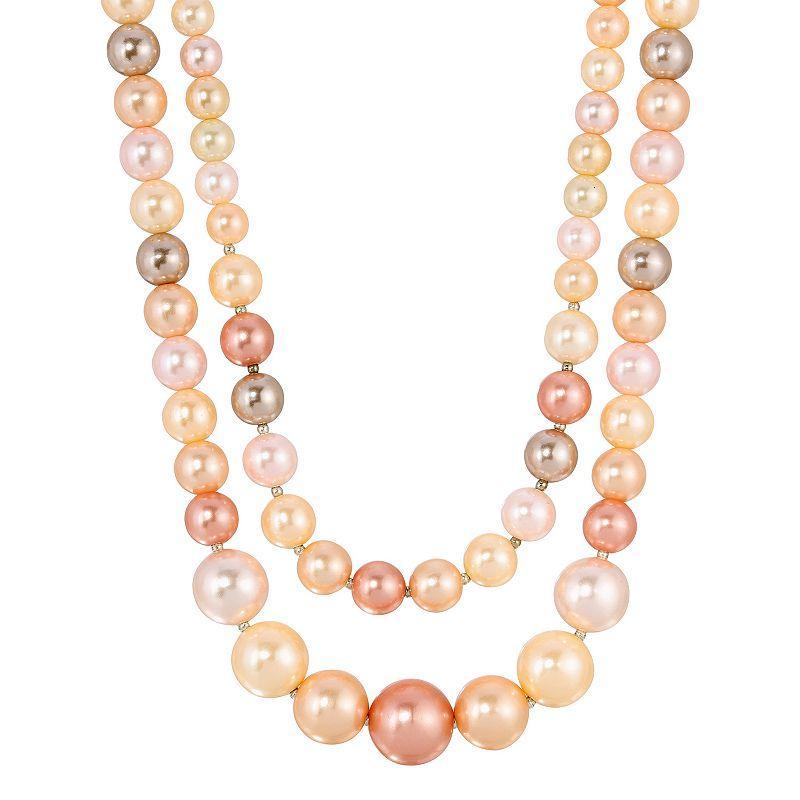 1928 Silver Tone Multi Color Simulated Pearl Necklace, Womens Product Image