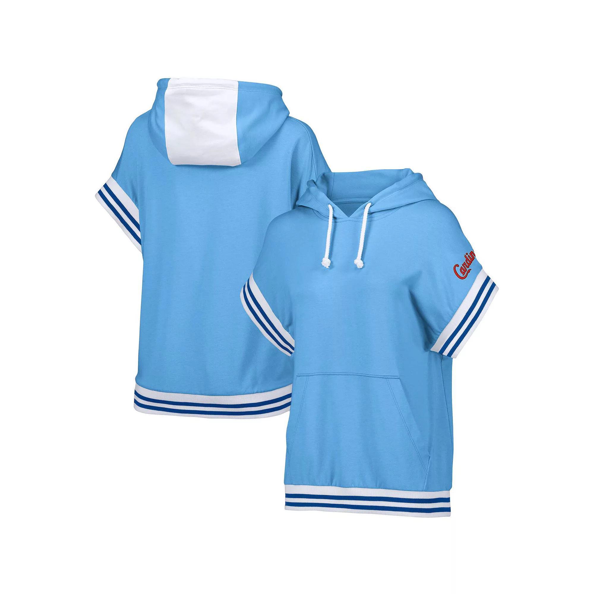 Women's Lusso Style  Light Blue Atlanta Braves Mabel Tri-Blend Short Sleeve Pullover Hoodie, Size: XL Product Image