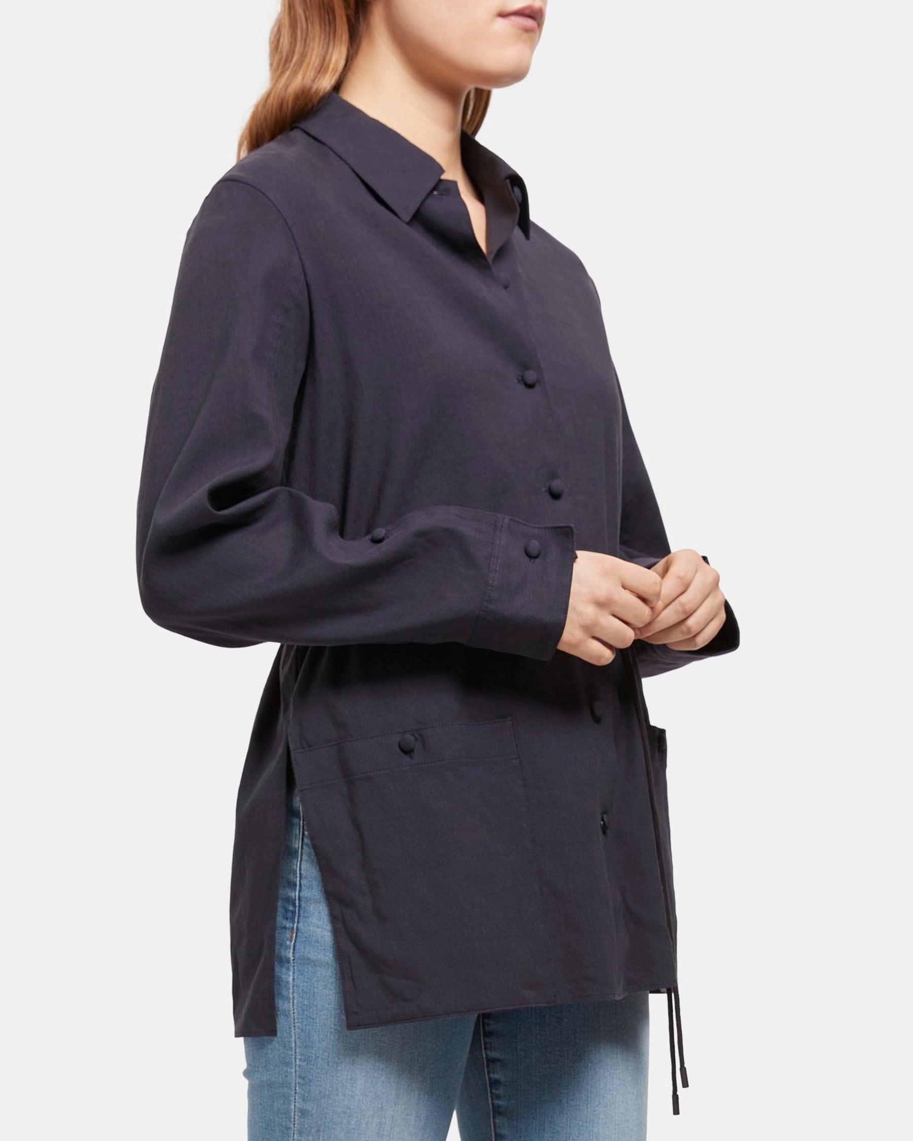 Belted Shirt Jacket in Linen Blend Product Image