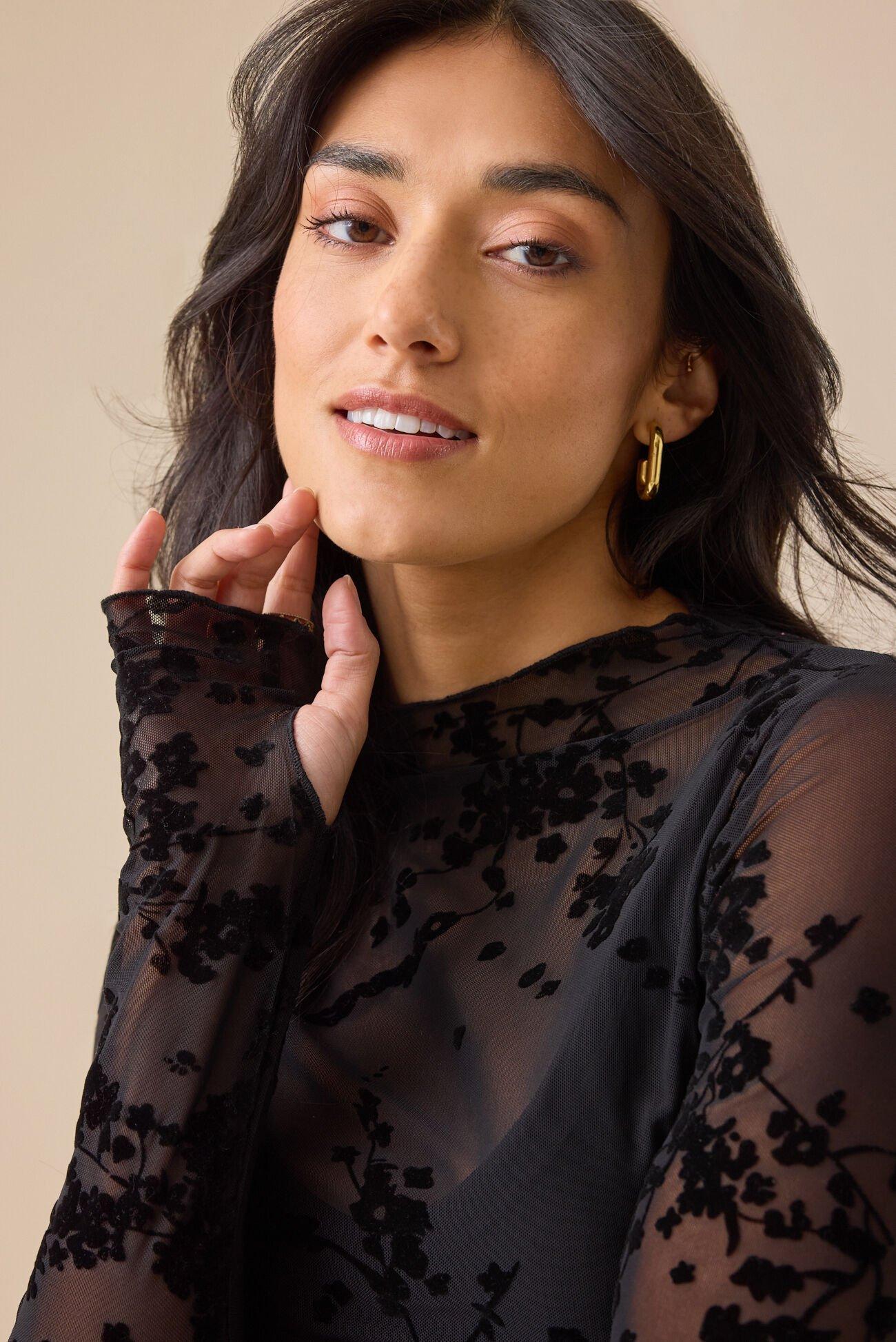 Marla Lace Mock Neck Top Product Image