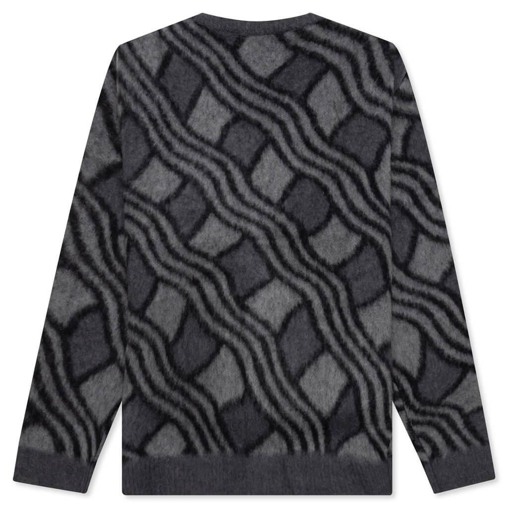 Wavy Jacquard Mohair Cardigan - Charcoal/Grey Male Product Image