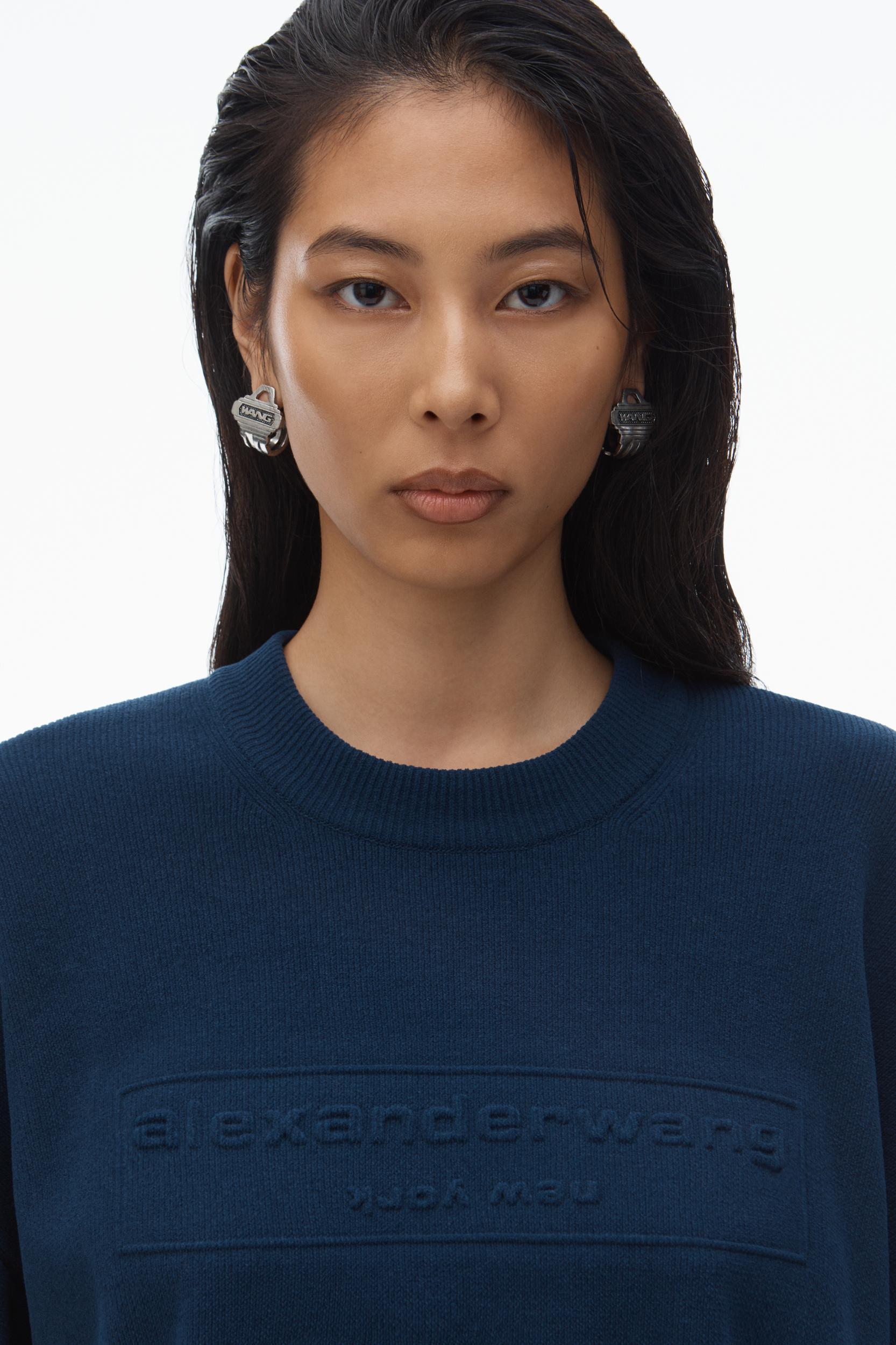 Logo Embossed Ribbed Pullover In Soft Chenille Product Image