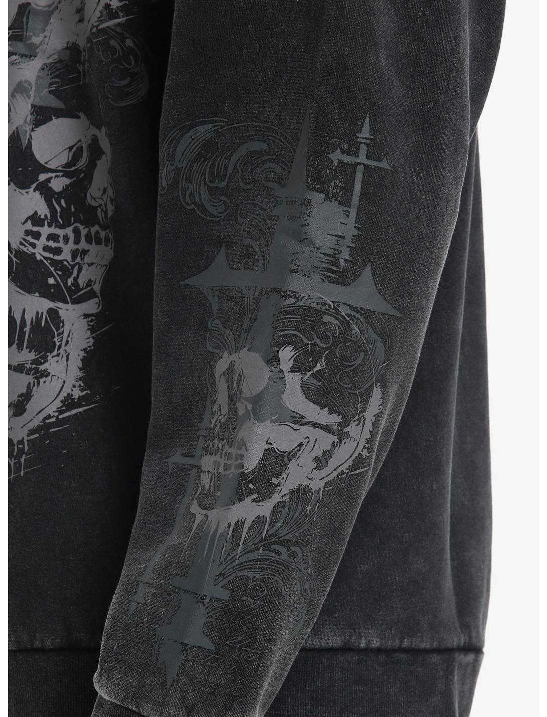Social Collision Skull Cross Mineral Wash Sweatshirt Product Image