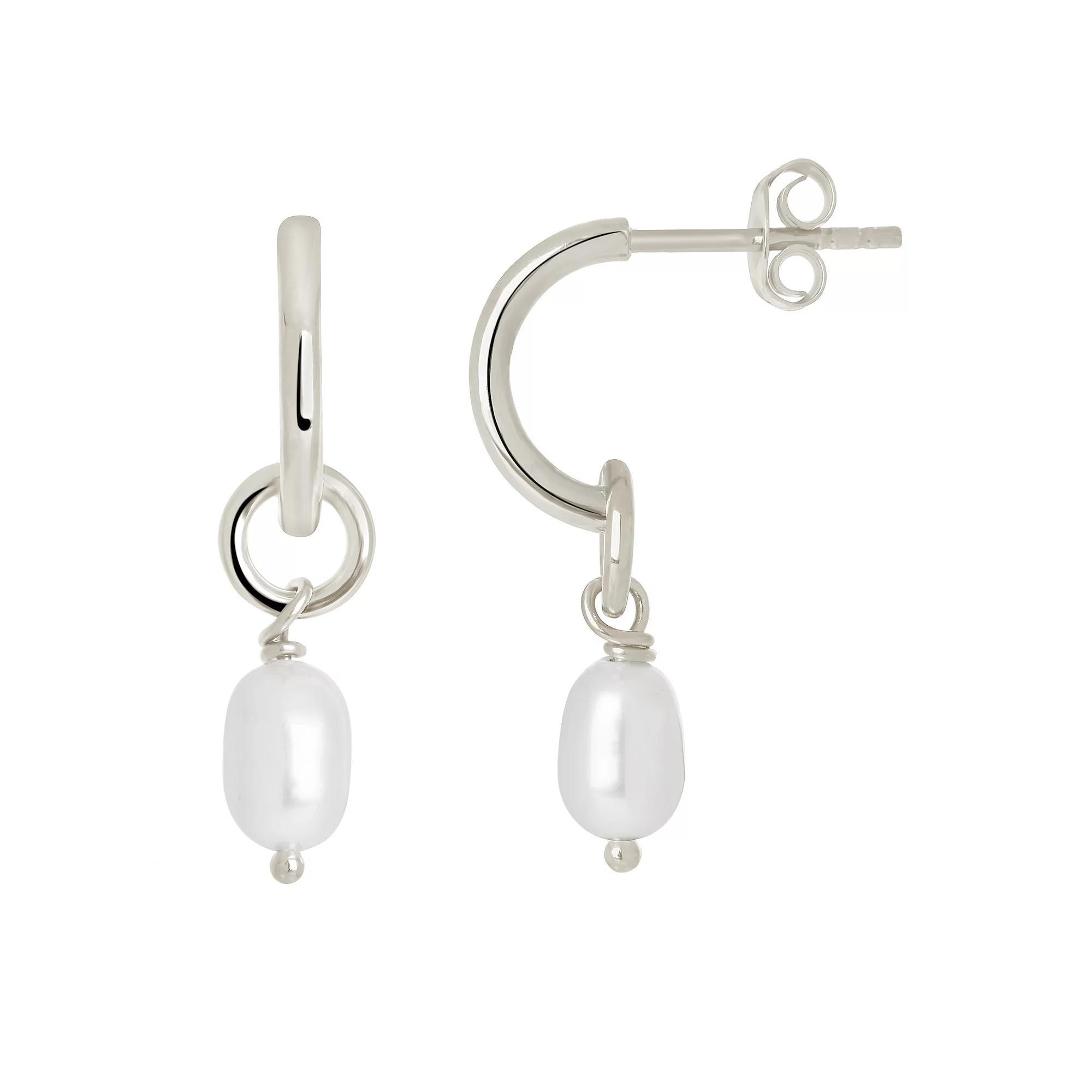 MC Collective Sterling Silver Freshwater Cultured Pearl Drop Earrings, Womens, Silver Tone Product Image