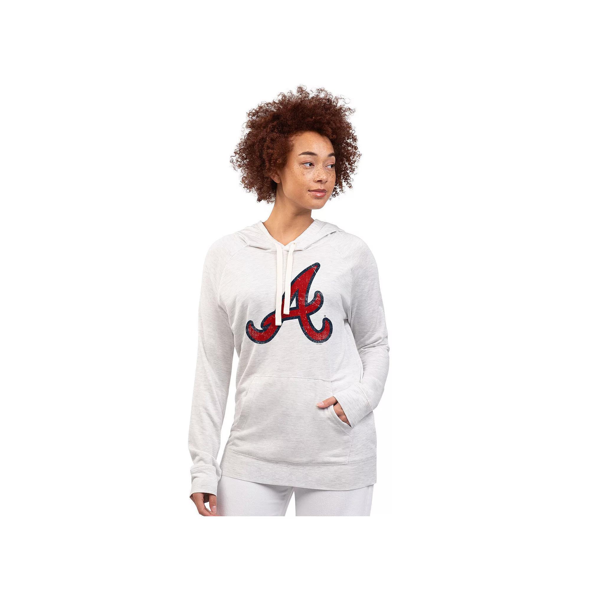 Women's G-III 4Her by Carl Banks Oatmeal Atlanta Braves Pregame Pullover Hoodie, Size: XL, Team Product Image