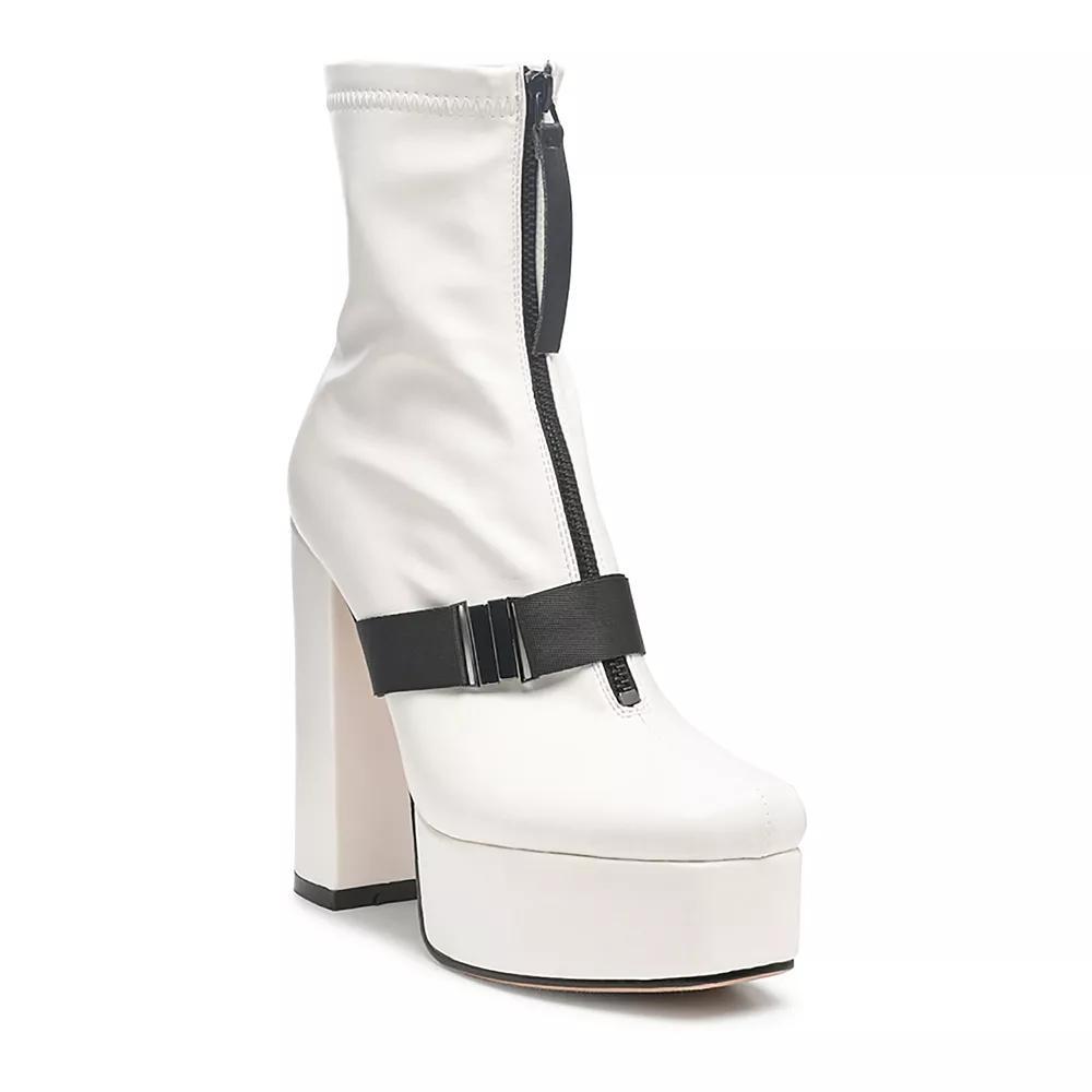 London Rag Boomer Women's Block Heel Ankle Boots, Size: 10, White Product Image