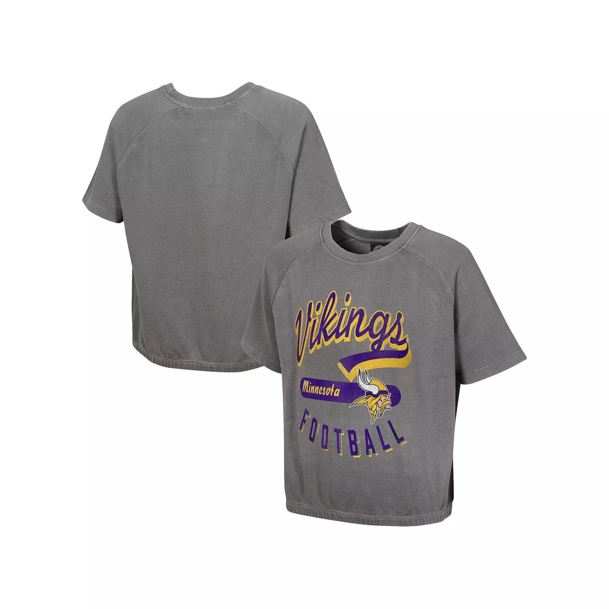 Women's  Gray Philadelphia Eagles Mineral Wash Short Sleeve Top, Size: JR Small, Grey Product Image
