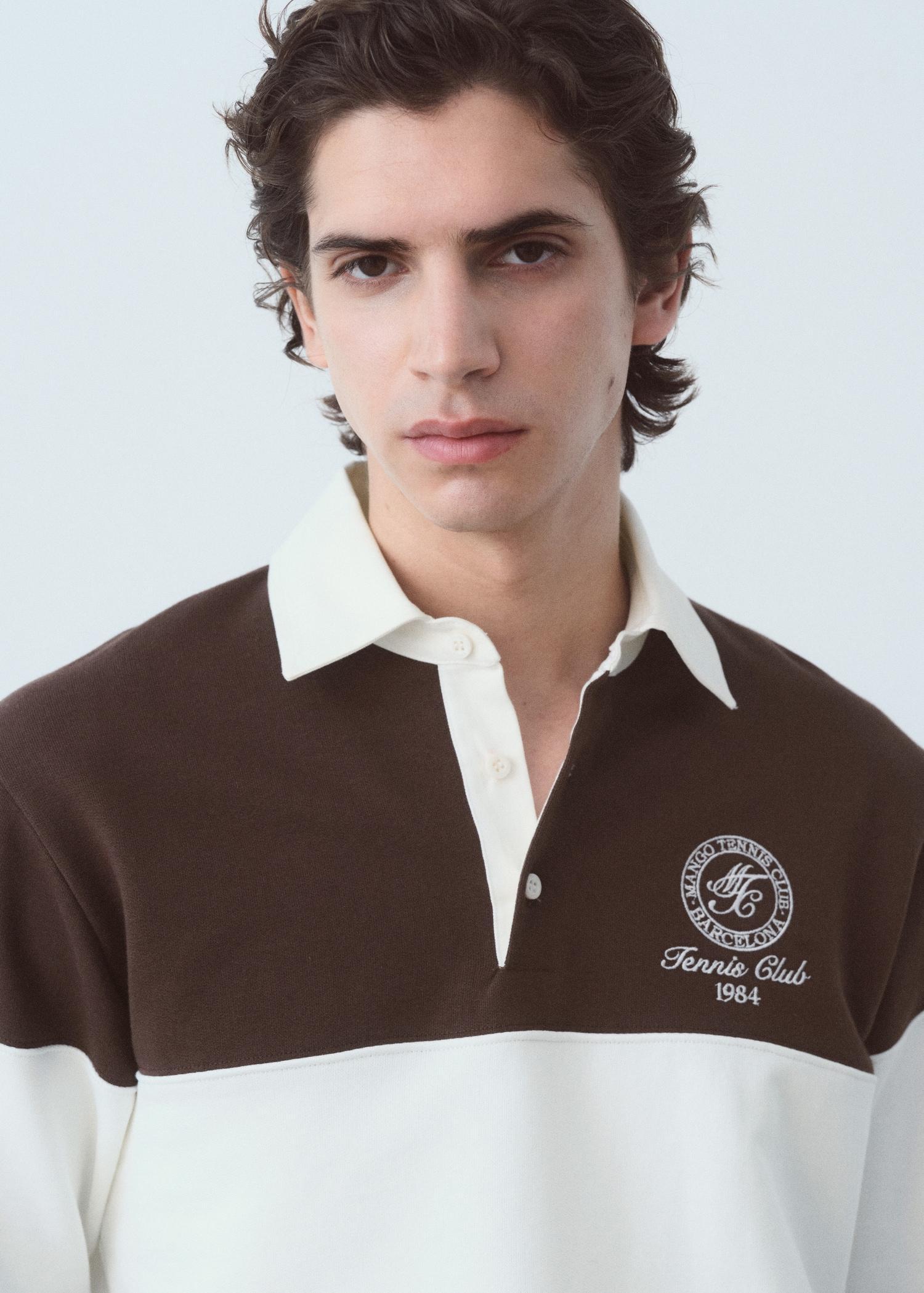 Striped polo sweatshirt - Men | MANGO USA Product Image