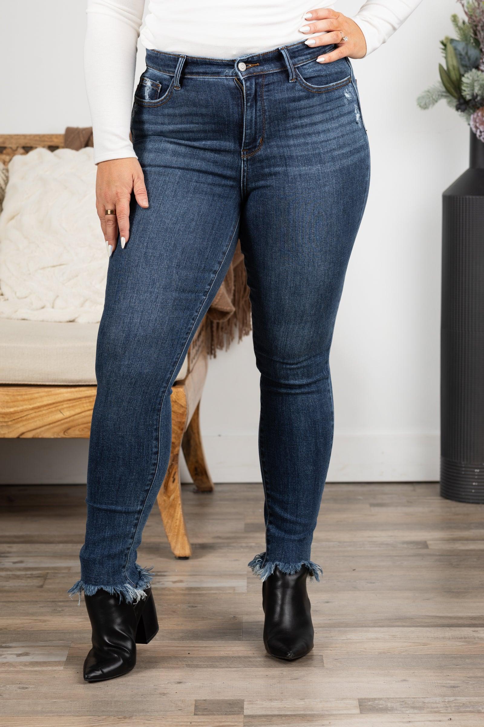 Judy Blue Skinny Shark Bit Hem Jean Product Image