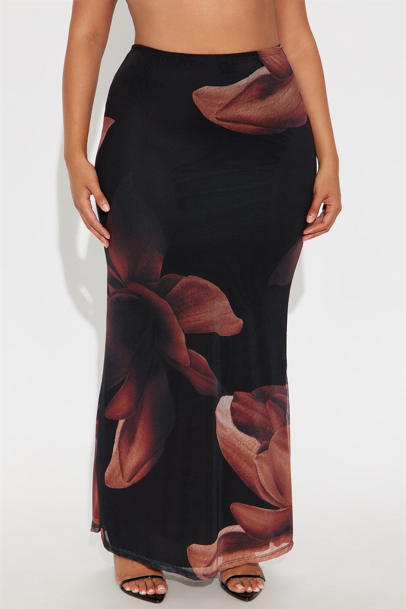 Lilith Floral Mesh Maxi Skirt - Black/combo Product Image