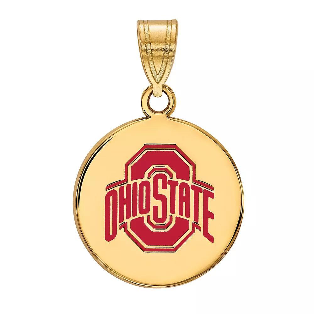LogoArt 14k Gold over Sterling Silver Ohio State Buckeyes Enamel Disc Pendant, Women's, Size: 22 mm, 14k Gold Plated Product Image