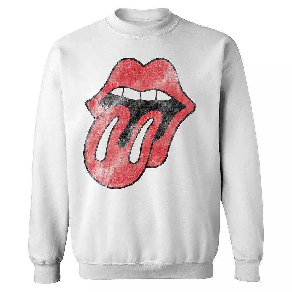 Men's Rolling Stones Vintage Tongue Sweatshirt, Size: Large, White Product Image
