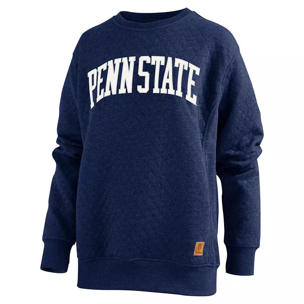 Women's Pressbox  Navy Penn State Nittany Lions Moose Quilted Pullover Sweatshirt, Size: Small, Blue Product Image