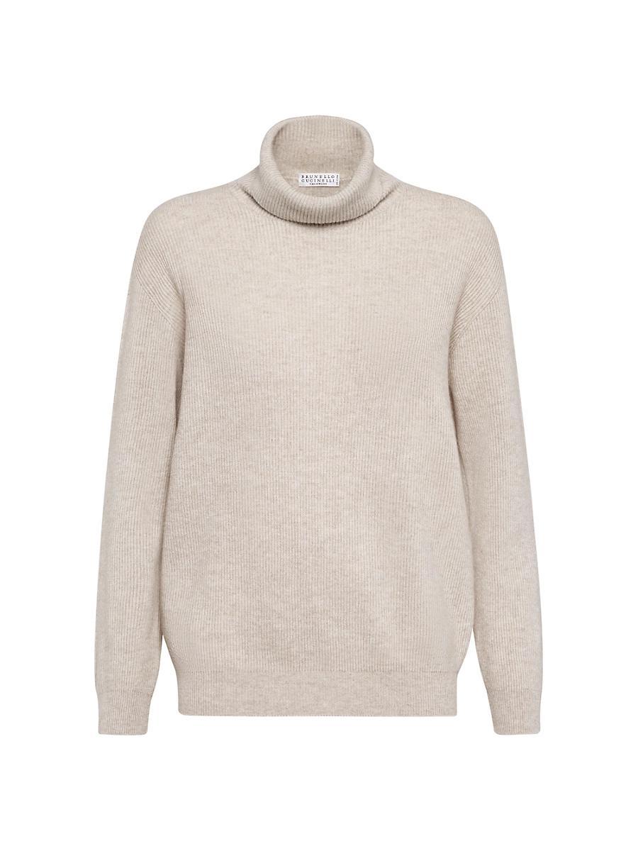 Womens Cashmere English Rib Turtleneck Sweater Product Image