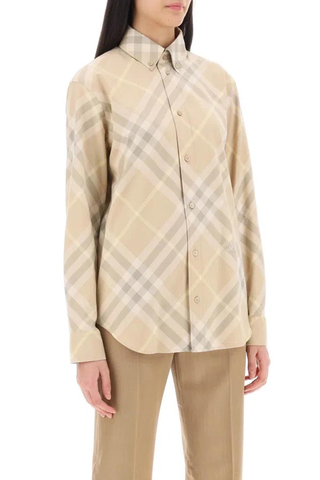BURBERRY Button Down Shirt With Check Pattern In Flax Ip Check Product Image