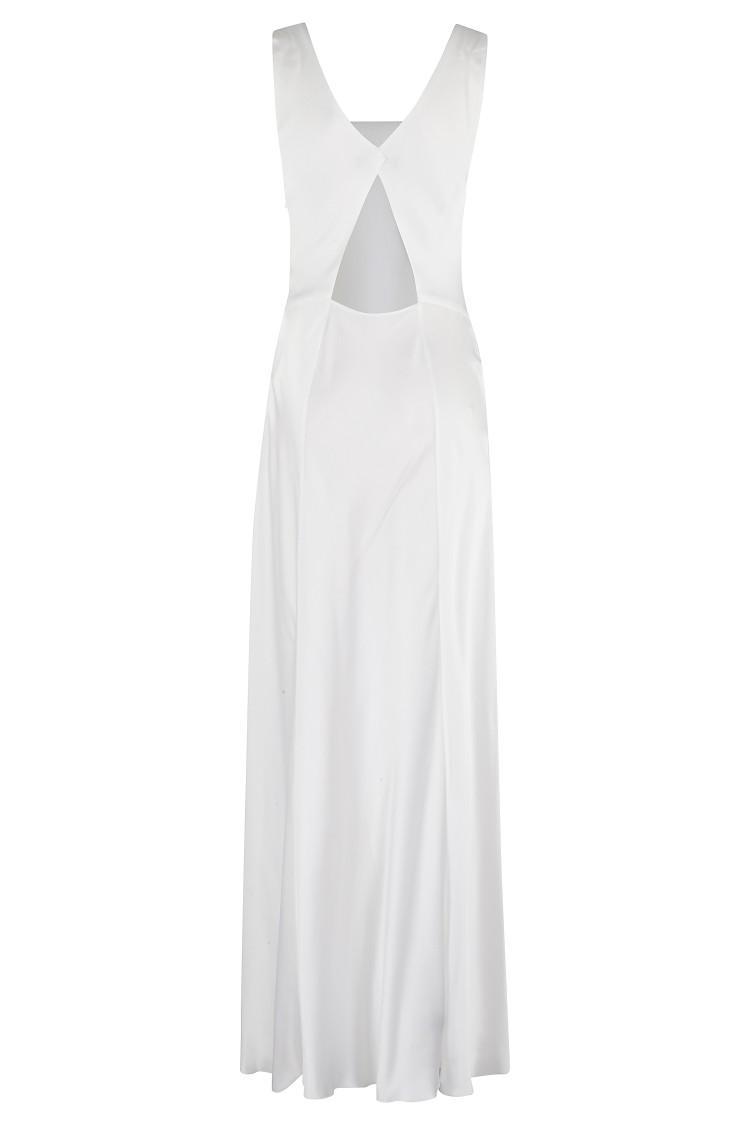 ALBERTA FERRETTI Satin Evening Dress With Cut-out Detail In White Product Image