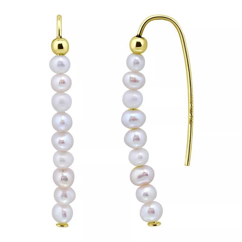 Aleure Precioso Sterling Silver Freshwater Cultured Pearl Threader Drop Earrings, Women's, Gold Tone Product Image