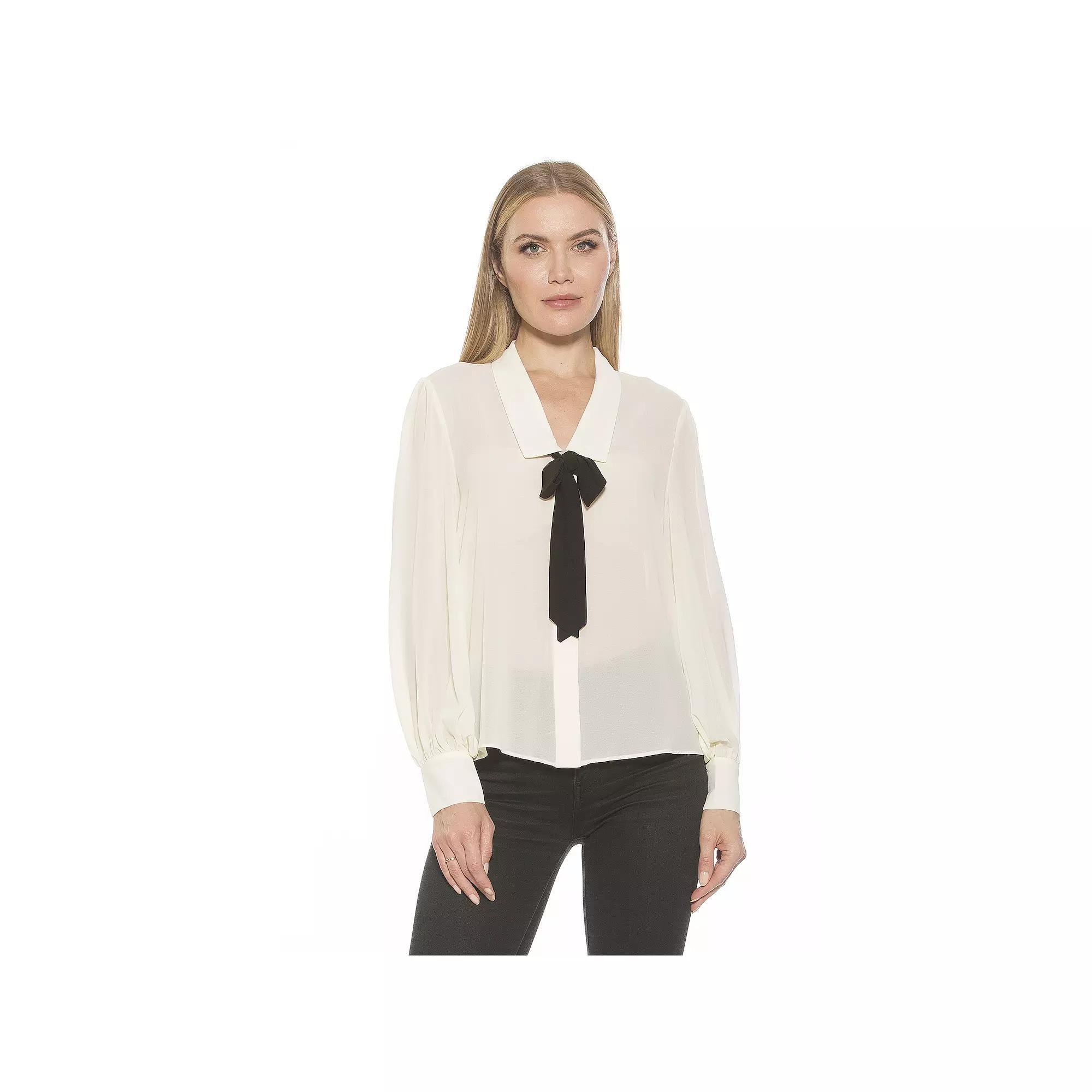 Women's ALEXIA ADMOR Serena Dropped Collar Blouson Sleeve Blouse, Size: 6, Ivory Product Image
