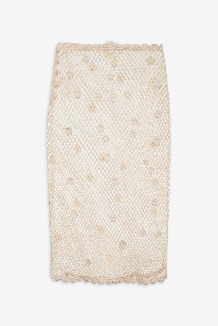 Betty Bouquet Knit Midi Skirt — Ivory Product Image