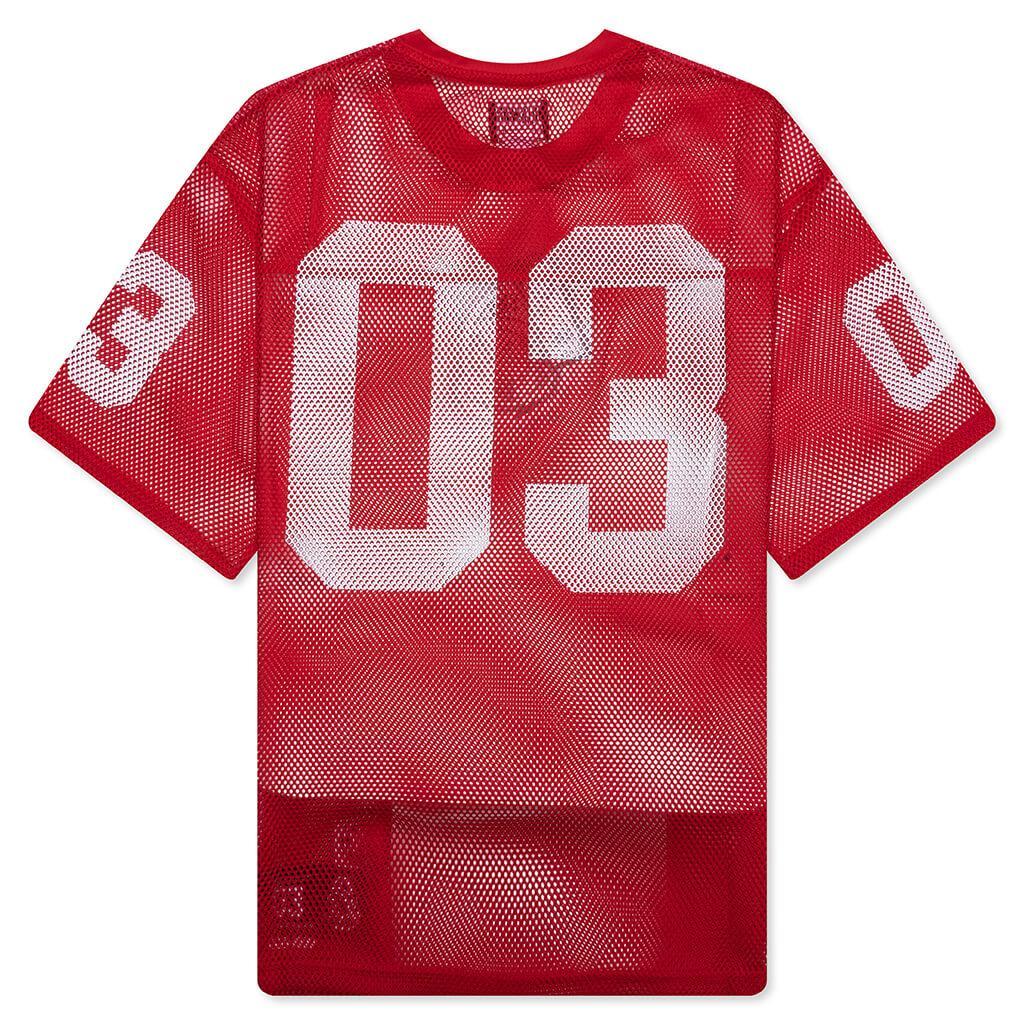Varsity S/S Crop Fit Knit Football Jersey - Red Male Product Image