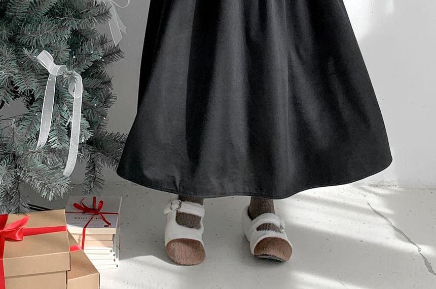 Spaghetti Strap Velvet Midi Dress Product Image