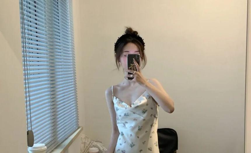 Spaghetti-Strap Floral Dress Product Image